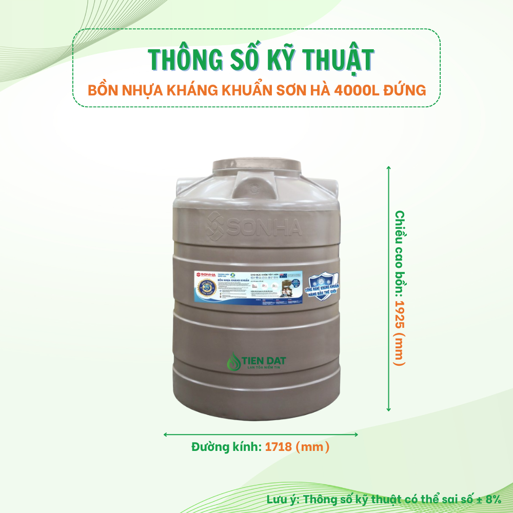 Bồn nhựa kháng khuẩn Sơn Hà đứng Bồn nhựa kháng khuẩn Sơn Hà đứng