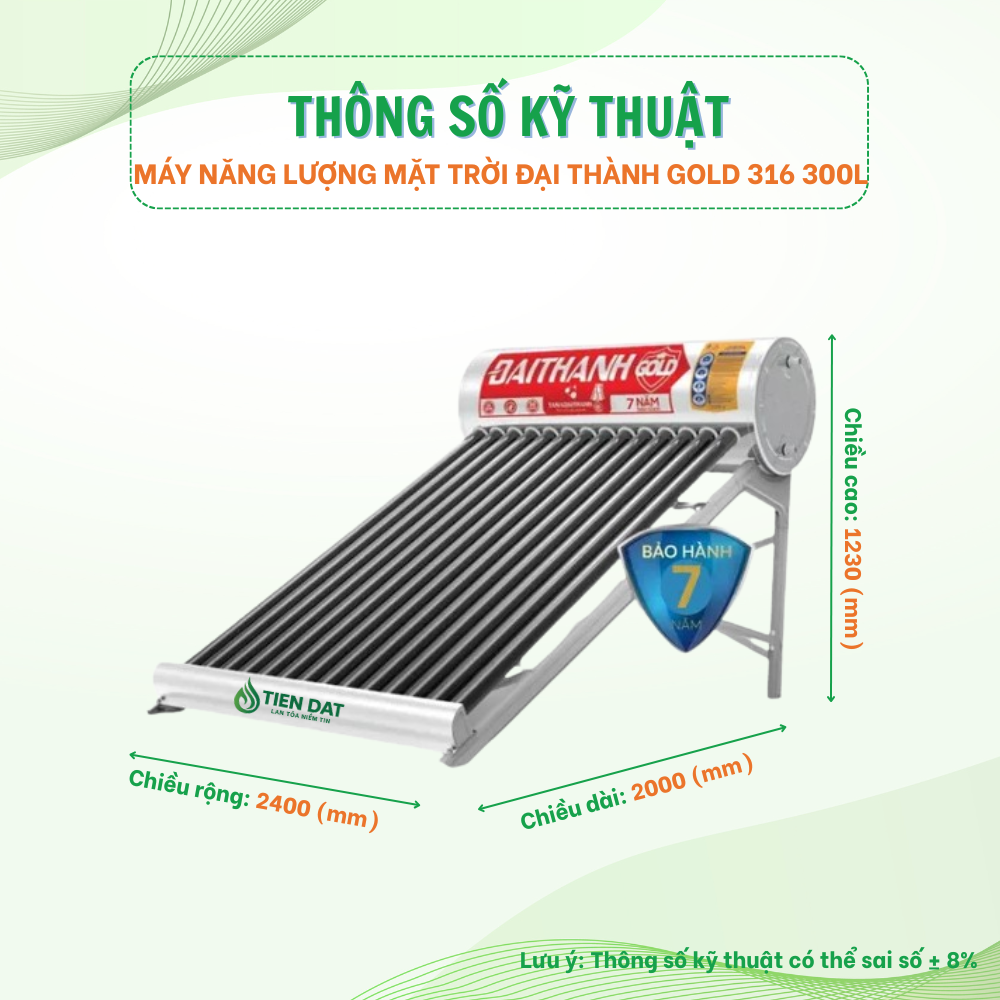 Máy nước nóng mặt trời Đại Thành Gold 316 Máy nước nóng mặt trời Đại Thành Gold 316