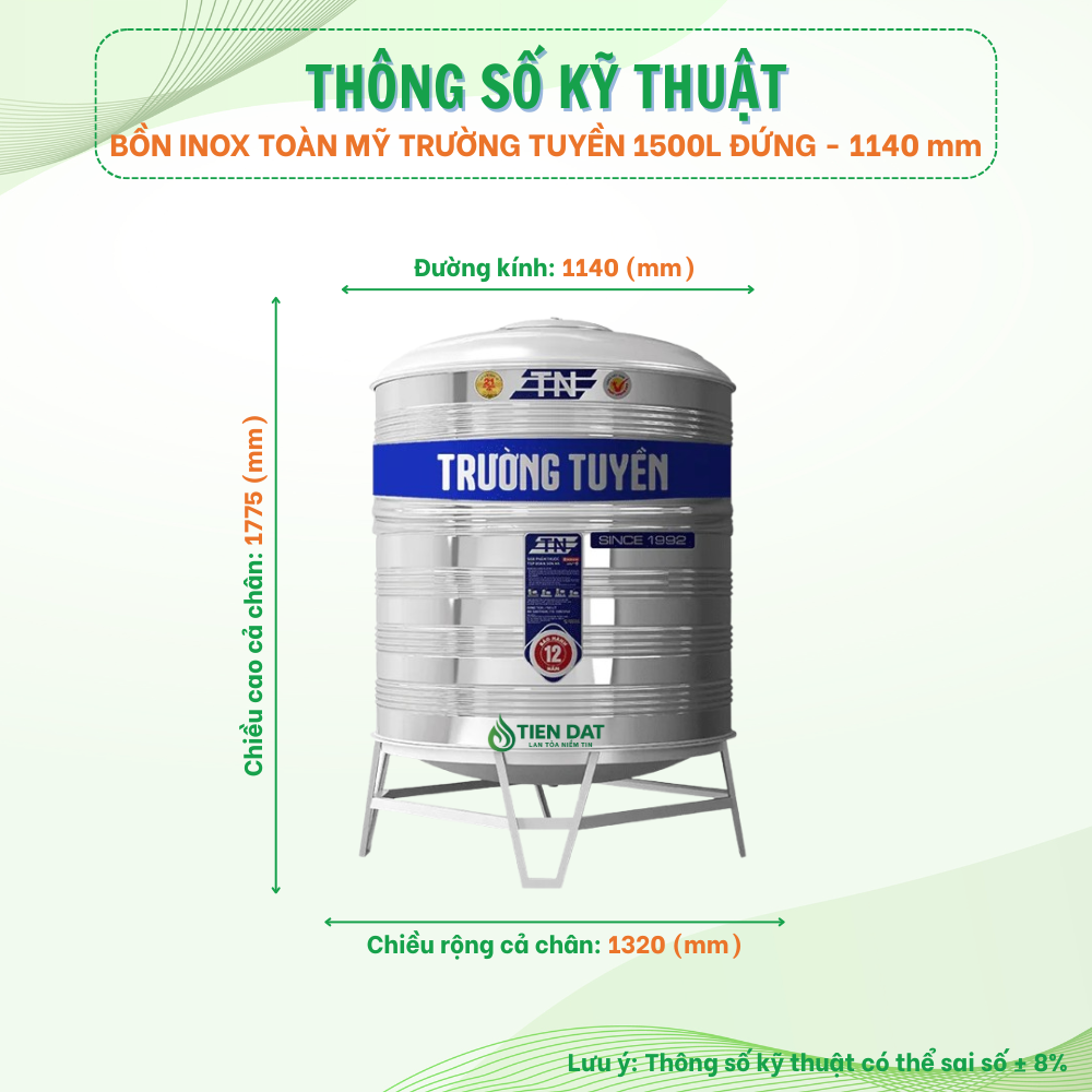 Bồn inox Trường Tuyền đứng Bồn inox Trường Tuyền đứng