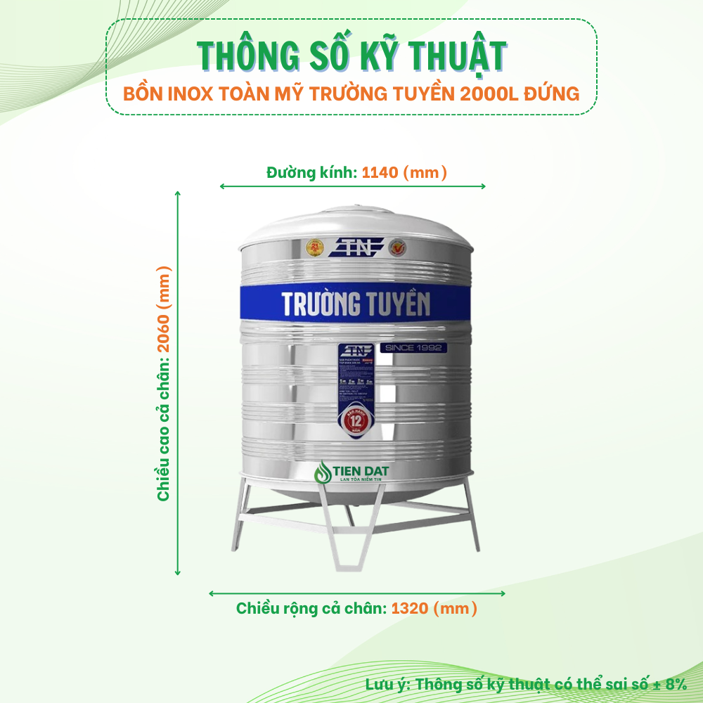 Bồn inox Trường Tuyền đứng Bồn inox Trường Tuyền đứng