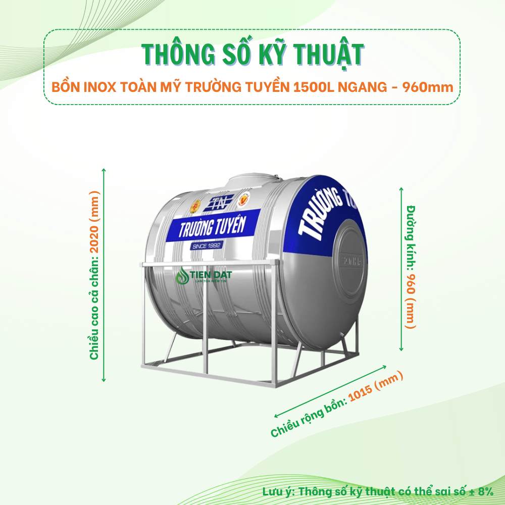 Bồn inox Trường Tuyền nằm Bồn inox Trường Tuyền nằm