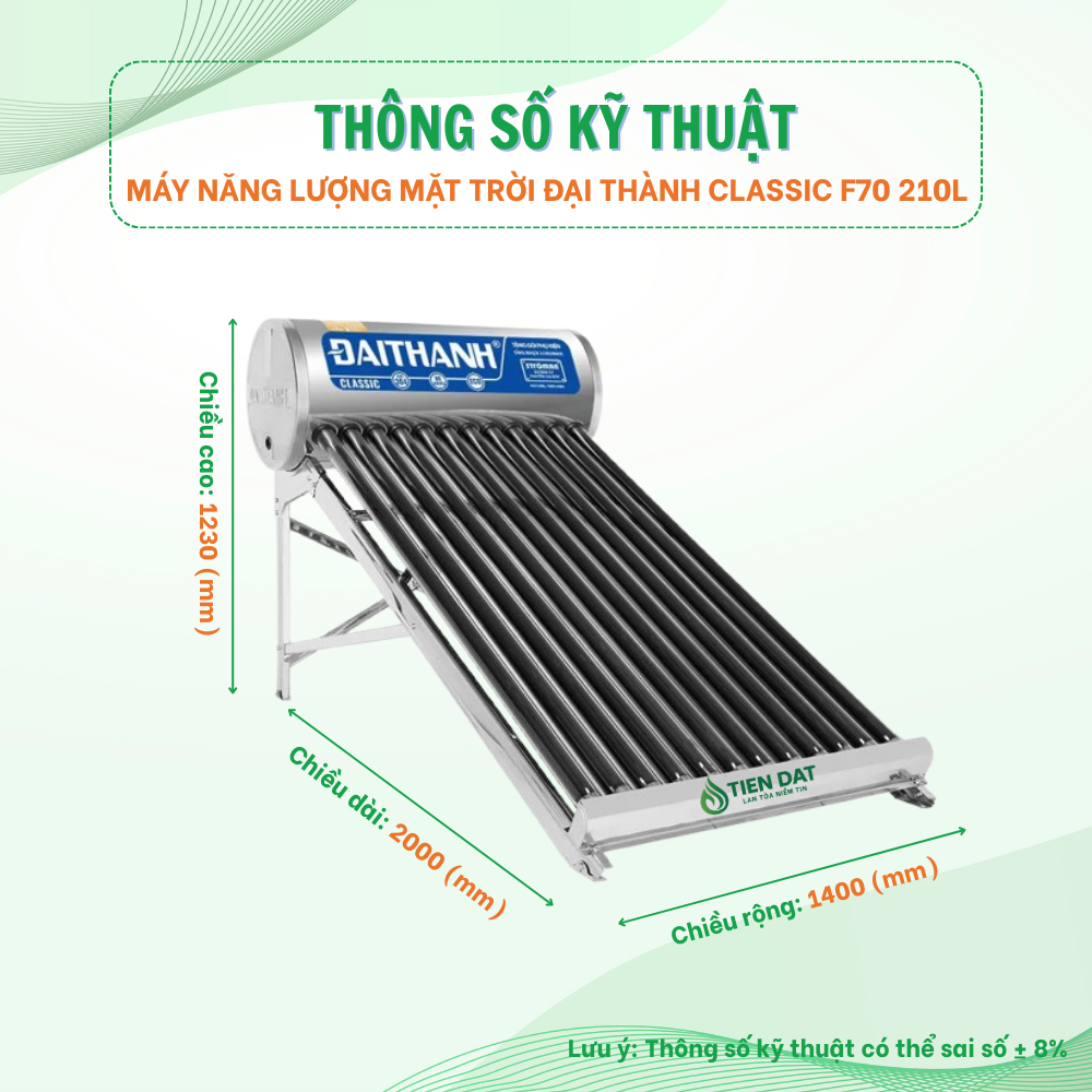 Máy nước nóng năng lượng mặt trời Đại Thành F70 Máy nước nóng năng lượng mặt trời Đại Thành F70