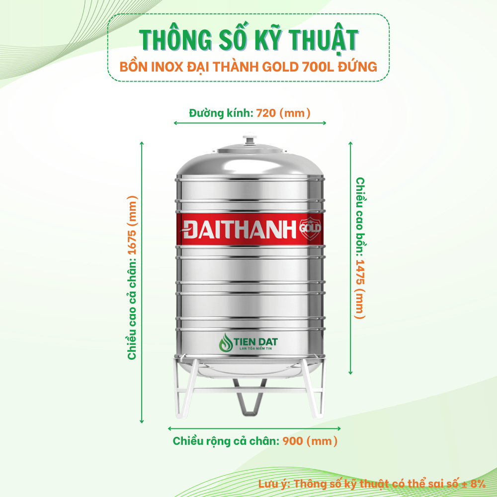 Bồn nước inox Đại Thành Gold Bồn nước inox Đại Thành Gold