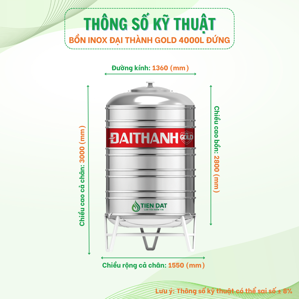 Bồn nước inox Đại Thành Gold Bồn nước inox Đại Thành Gold