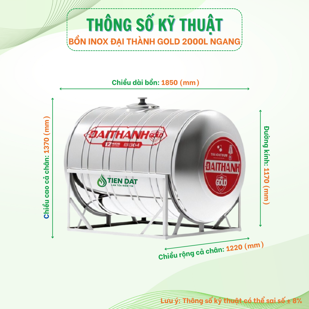 Bồn nước inox Đại Thành Gold nằm Bồn nước inox Đại Thành Gold nằm