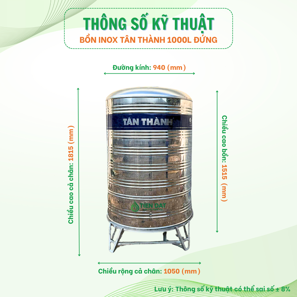Bồn nước inox Tân Thành đứng Bồn nước inox Tân Thành đứng