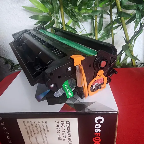 Hộp mực cosfox CF280A/CE505A có lỗ đổ mực và đổ mực thải