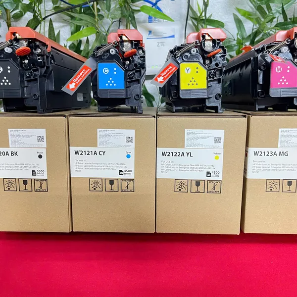 Hộp mực pro W2120A/W2121A/W2122A/W2123A cho máy HP LaserJet Enterprise như M554, M555, và MFP M578.