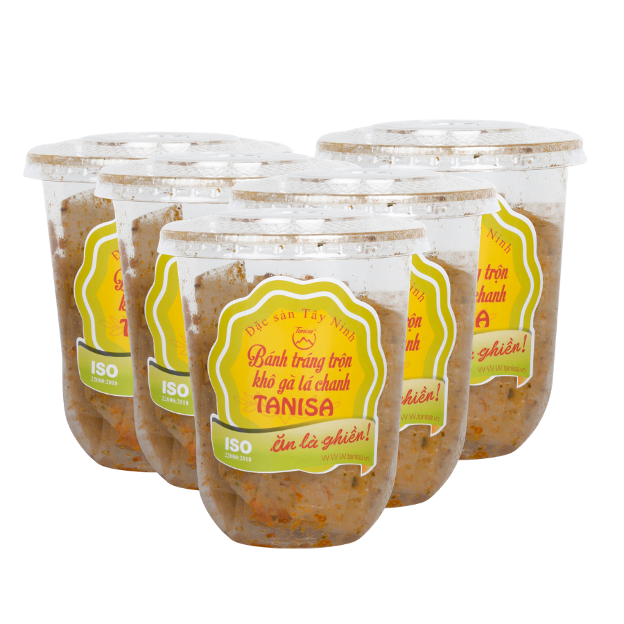 Combo 5 ly bánh tráng trộn khô gà lá chanh Tanisa 35gr