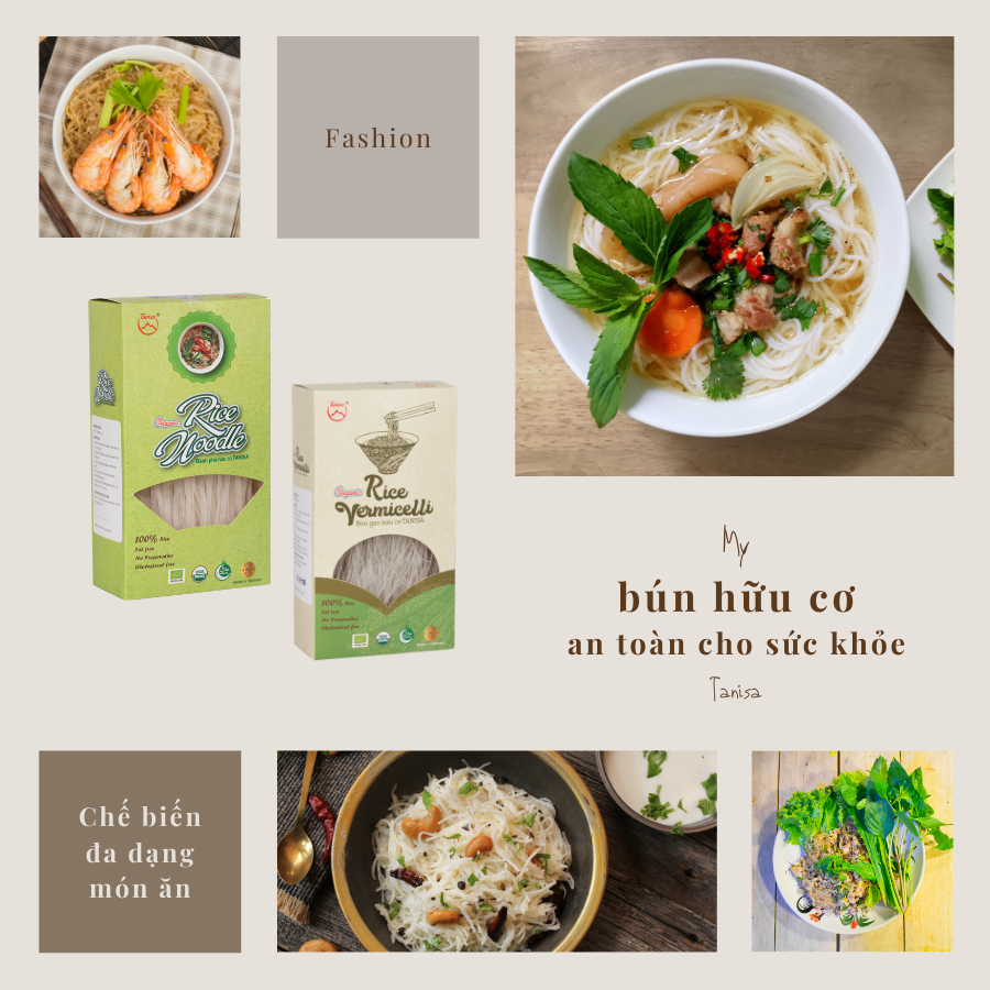 món ăn với phở khô hữu cơ Tanisa