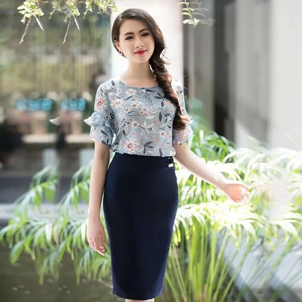 Chân váy bút chì xanh đậm CV44