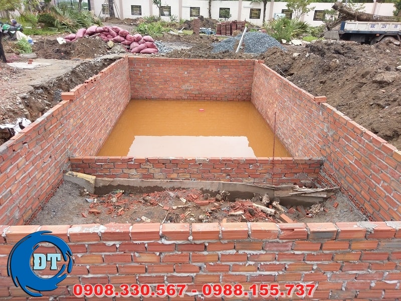 Xây tường bao vách ngăn hồ Xây tường bao vách ngăn hồ