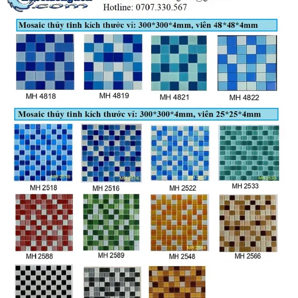 GẠCH MOSAIC THỦY TINH TRỘN MÀU