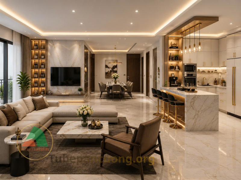 Tủ bếp Acrylic thiết kế theo yêu cầu