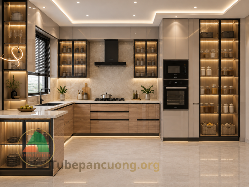 tủ bếp nhựa đặc cánh acrylic
