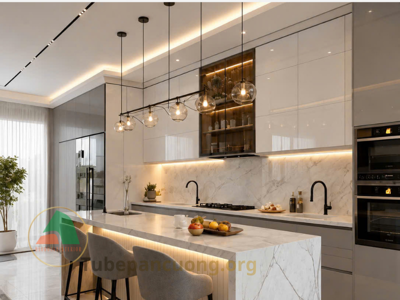 Mẫu tủ bếp Acrylic chữ I Mẫu tủ bếp Acrylic chữ I
