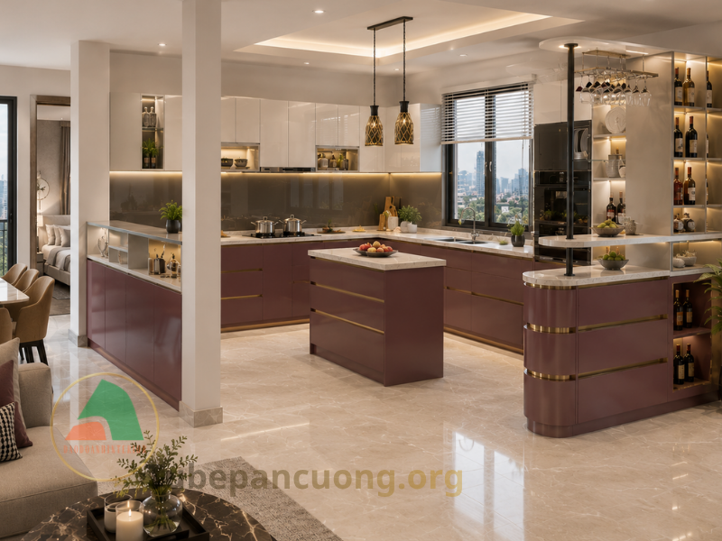 Mẫu tủ bếp Acrylic chữ U Mẫu tủ bếp Acrylic chữ U