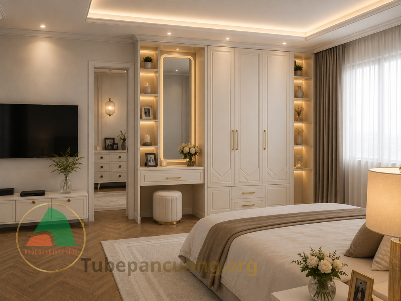 Tủ Quần Áo Tân Cổ Điển Màu Trắng Tủ Quần Áo Tân Cổ Điển Màu Trắng