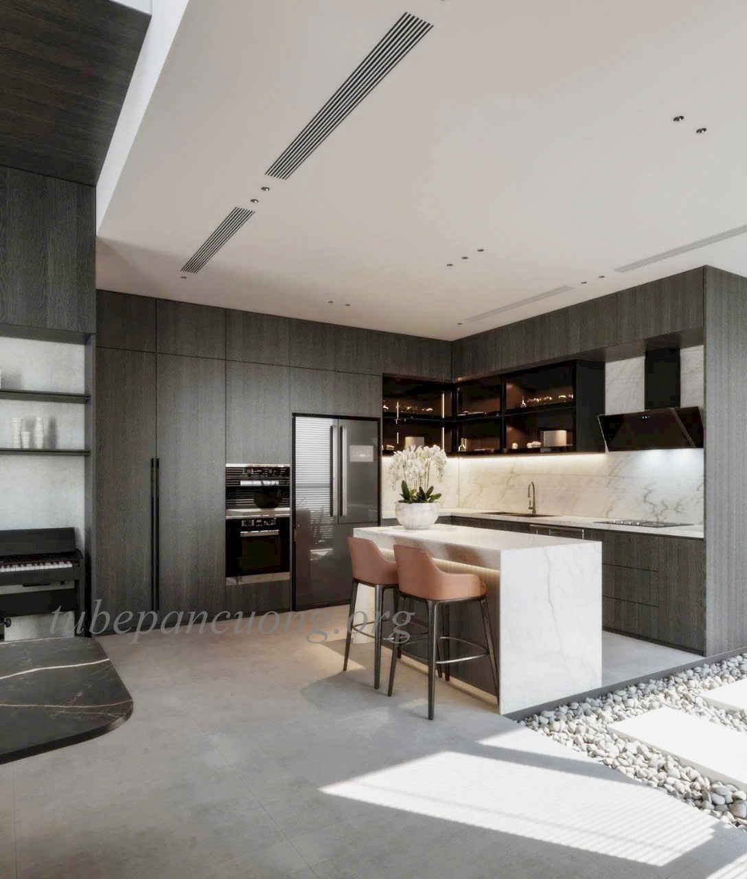 Tủ bếp gỗ nhựa phủ melamine màu xám ghi Tủ bếp gỗ nhựa phủ melamine màu xám ghi