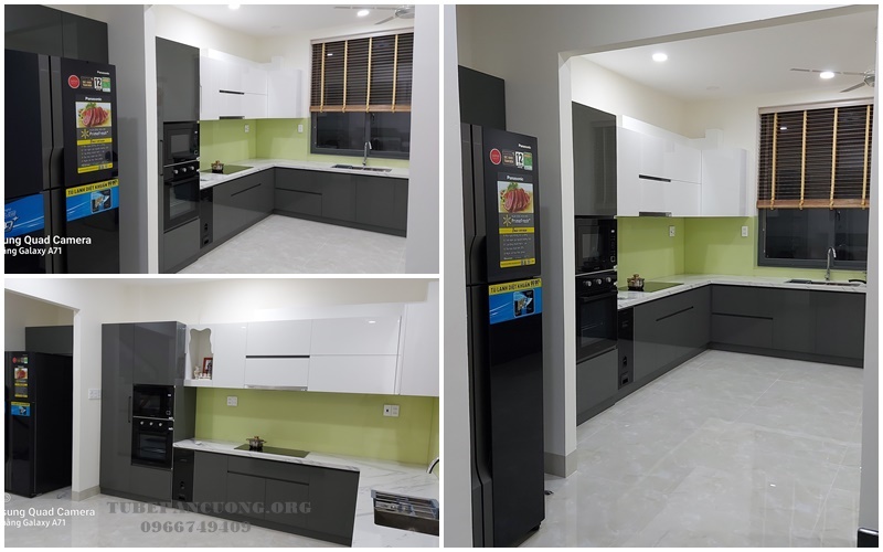 Tủ bếp acrylic an cường có bề mặt bóng gương Tủ bếp acrylic an cường có bề mặt bóng gương