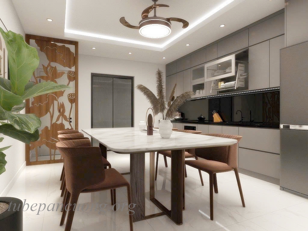 tủ bếp gỗ nhựa cánh acrylic màu xám ghi Tủ bếp gỗ nhựa cánh acrylic màu xám ghi