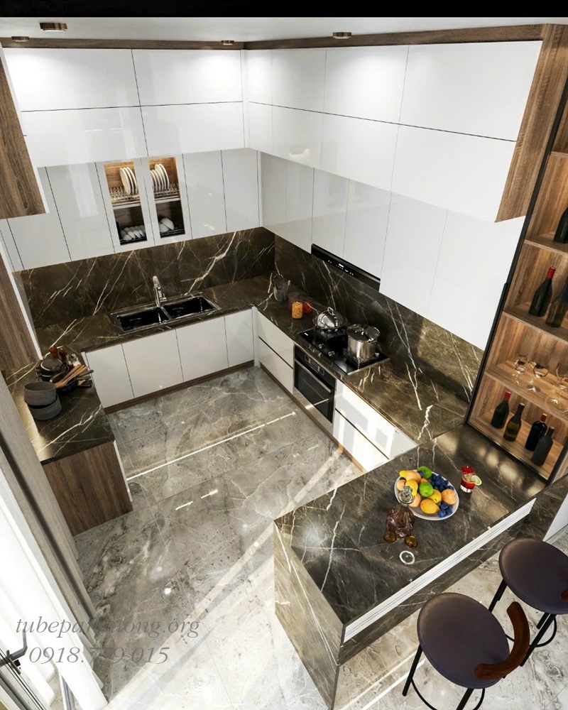 Tủ bếp nhựa acrylic TB02325 chữ U giúp bạn tối ưu hóa không gian lưu trữ và sắp xếp các vật dụng