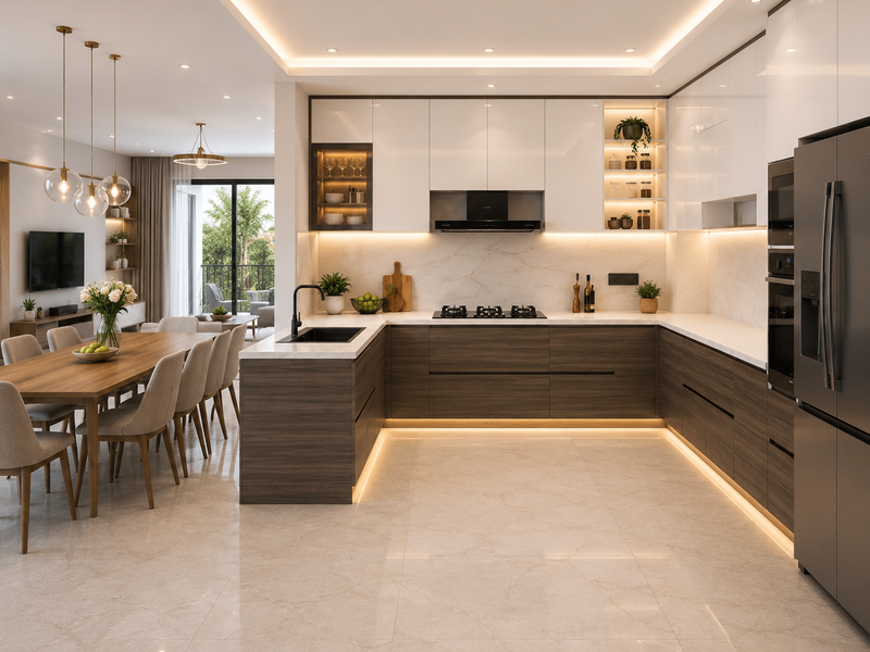 Tủ bếp MDF chống ẩm chữ U