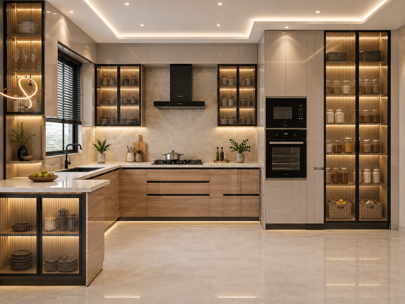 Tủ bếp nhựa đặc cánh acrylic
