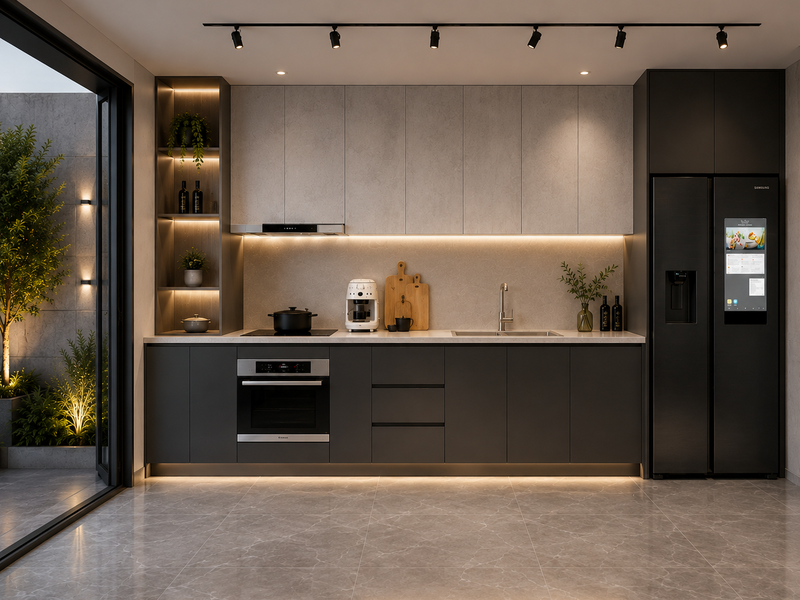 Tủ bếp gỗ An Cường phủ Melamine