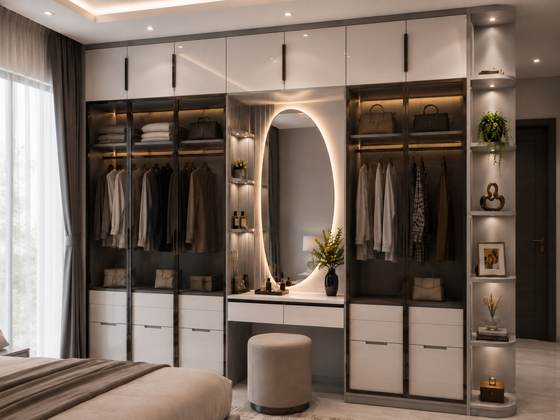 Tủ áo cánh kính kết hợp bàn trang điểm TACK01