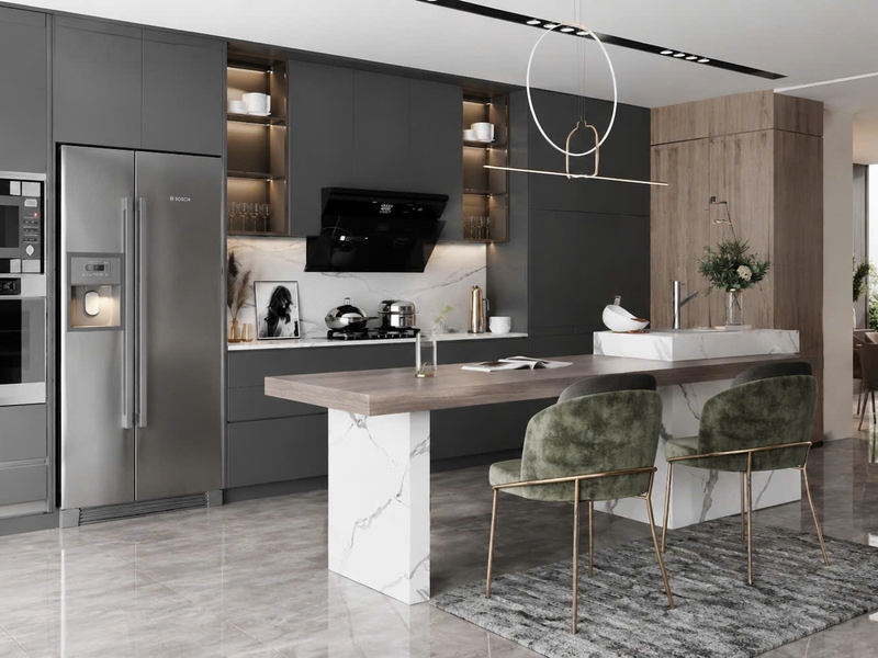 Tủ bếp melamine an cường