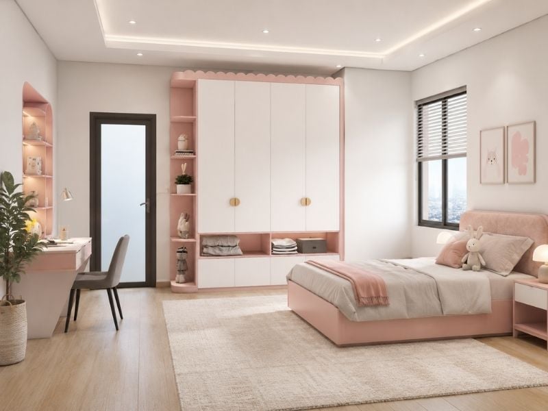 Tủ quần áo trẻ em An Cường màu hồng TQATE01