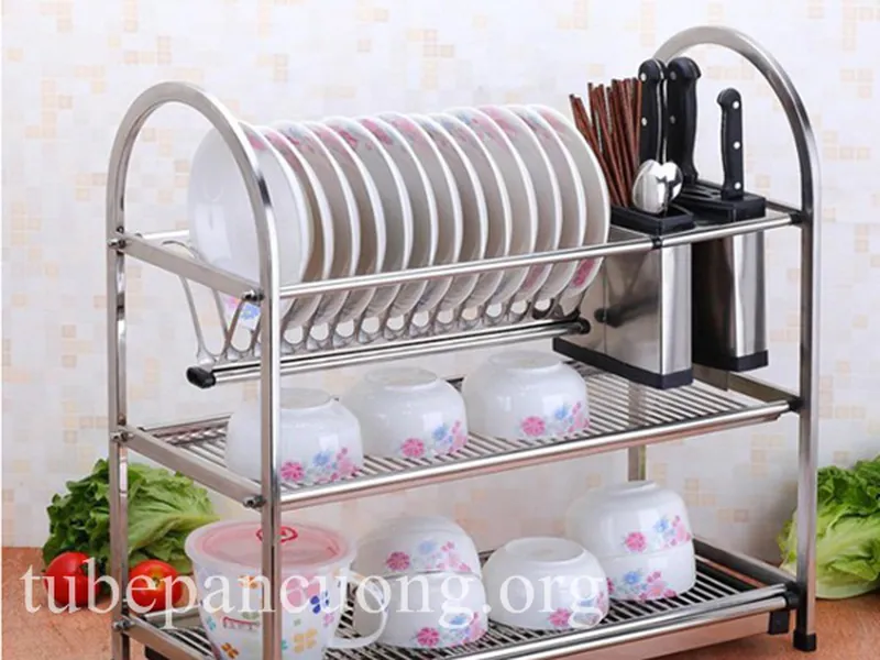 Kệ úp chén 3 tầng có ống đũa