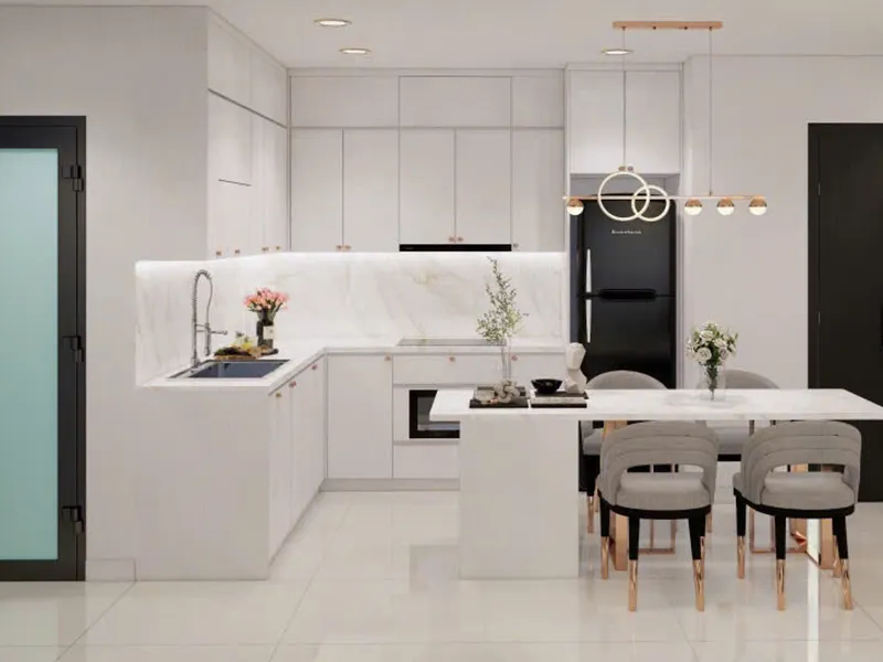 Tủ bếp gỗ nhựa cánh acrylic