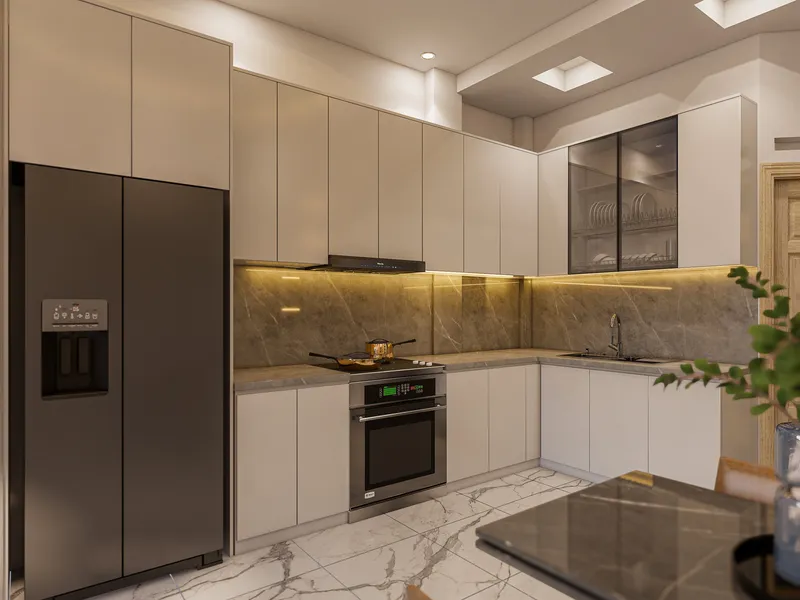 Tủ bếp nhựa picomat cánh phủ acrylic