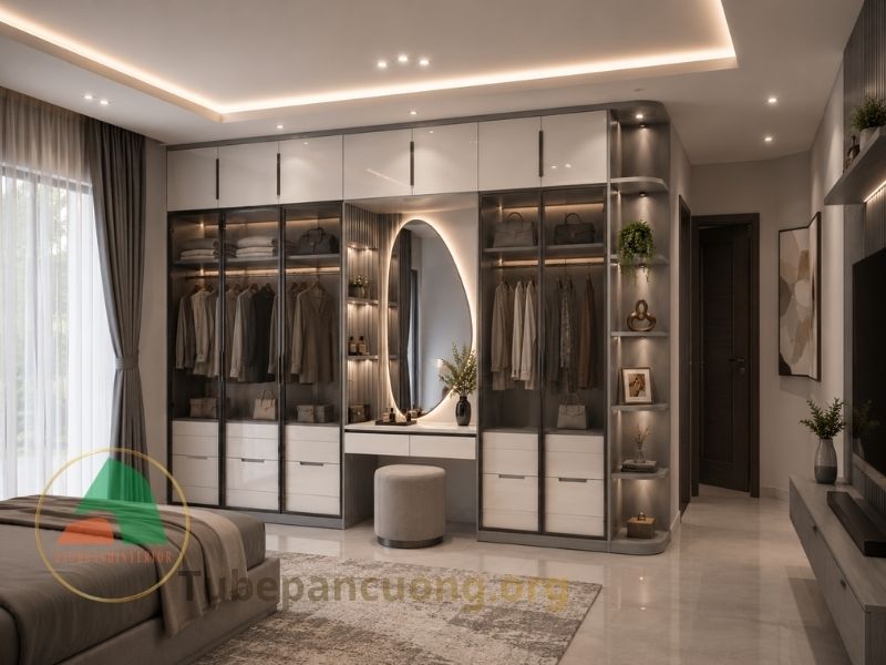 Tủ áo cánh kính kết hợp bàn trang điểm TACK01 Tủ áo cánh kính kết hợp bàn trang điểm TACK01