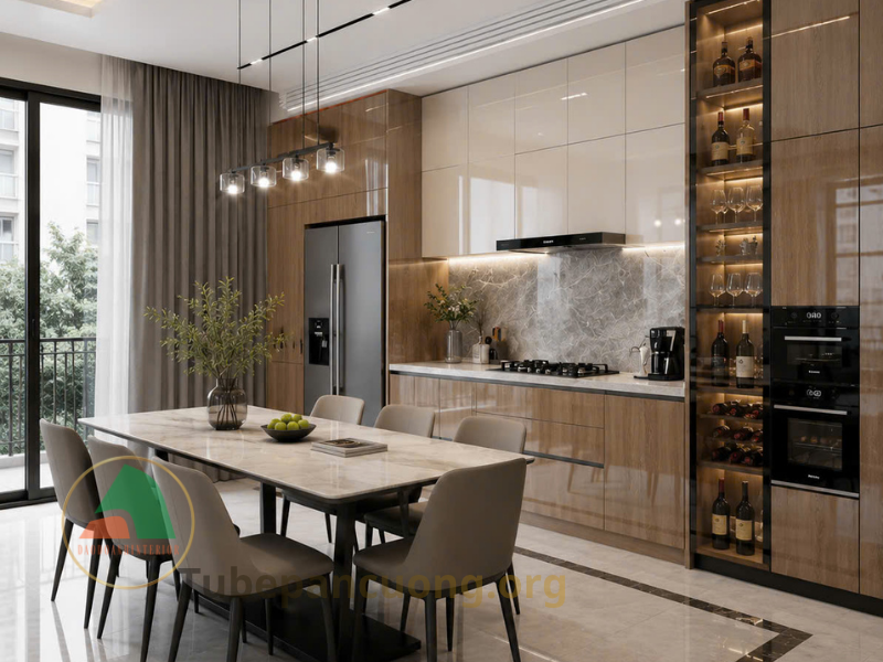 Tủ bếp Acrylic An Cường chữ I