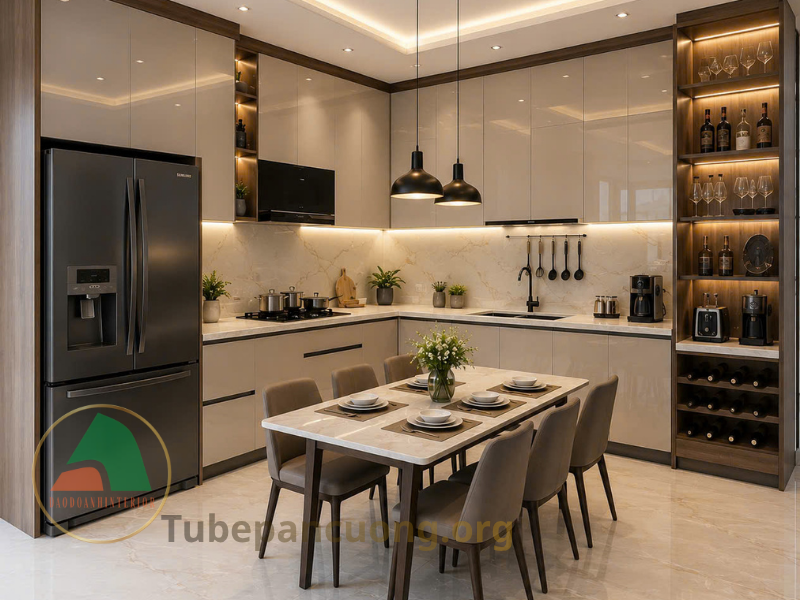 Tủ bếp Acrylic An Cường chữ L