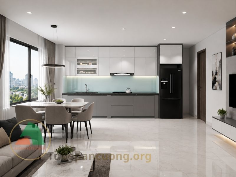 Tủ bếp gỗ An Cường chữ I Tủ bếp gỗ An Cường chữ I