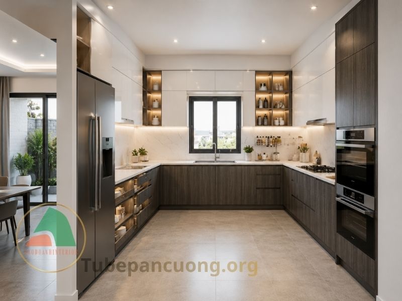 Tủ bếp gỗ An Cường chữ U Tủ bếp gỗ An Cường chữ U