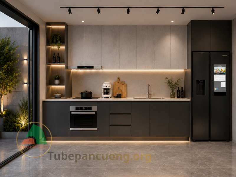 tủ bếp gỗ an cường phủ melamine