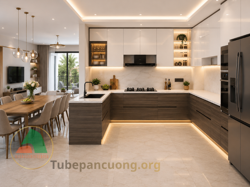 Tủ bếp MDF chống ẩm chữ U Tủ bếp MDF chống ẩm chữ U