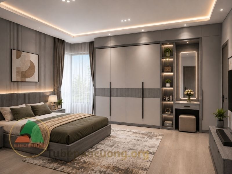 Tủ quần áo hiện đại kết hợp bàn trang điểm TQAHD01 Tủ quần áo hiện đại kết hợp bàn trang điểm TQAHD01