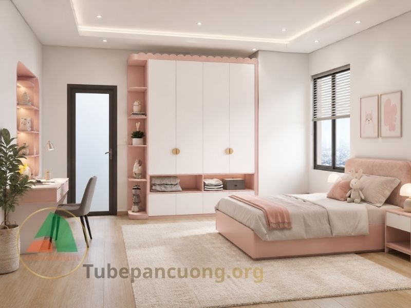Tủ quần áo trẻ em An Cường màu hồng Tủ quần áo trẻ em An Cường màu hồng