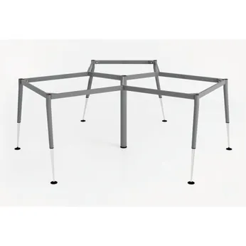 Cụm chân bàn sắt 3 chổ ngồi chân Cone 2 tầng C3C2