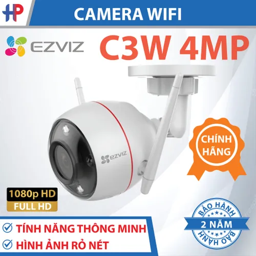 Camera EZVIZ C3W PRO  4MP, WI-FI Không Dây, IP67 Ngoài Trời, Ghi Hình Màu Ban Đêm, Âm Thanh 2 Chiều, Đèn và Còi Báo Động, Tích Hợp AIHàng Chính Hãng