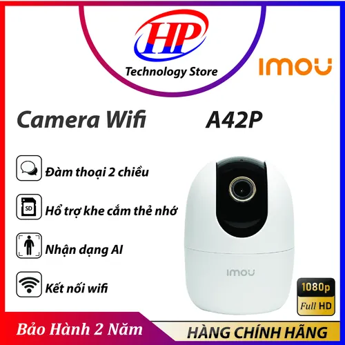 Camera IP WIFI Xoay 360 IMOU A42P 4MP Hồng Ngoại, Đàm Thoại 2 Chiều, Âm Thanh Báo Động Lưu Trữ Thẻ Nhớ Chính Hãng - Bảo Hành 24 Tháng
