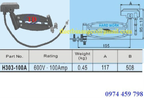 Chổi tiếp điện cầu trục 3P-100A Chổi tiếp điện cầu trục 3P-100A