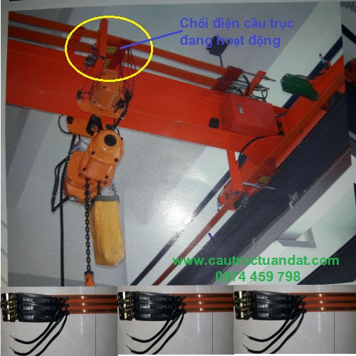 Chổi điện cầu trục đang hoạt động Chổi điện cầu trục đang hoạt động