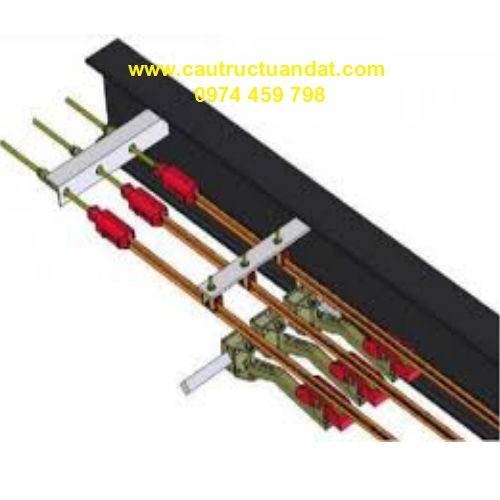 Chổi điện cầu trục đã lắp vào hệ thống ray điện an toàn Chổi điện cầu trục đã lắp vào hệ thống ray điện an toàn